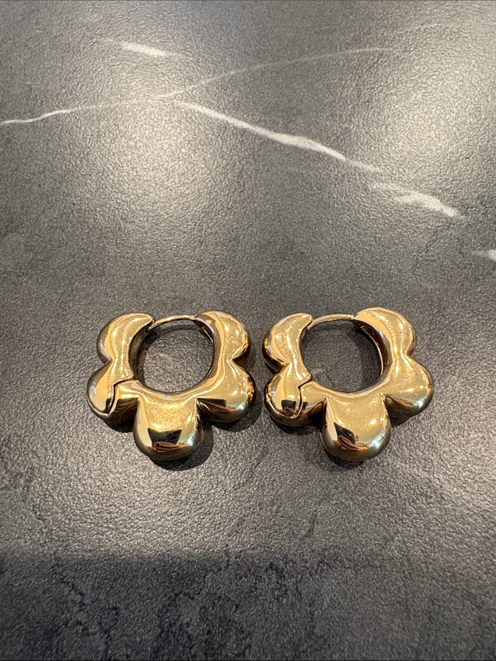 Gold Floral Hoop Earrings - Women Jewelry